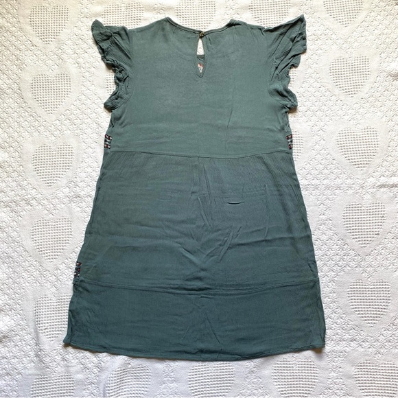 $5 or 3/$10 Teal Embroidered Flutter Sleeve Dress Size Small - Picture 2 of 4